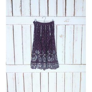 90s vintage purple silver sequin paisley circle skirt